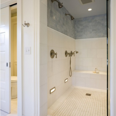 Modern Shower Thassos White Walls Mosaic Floor