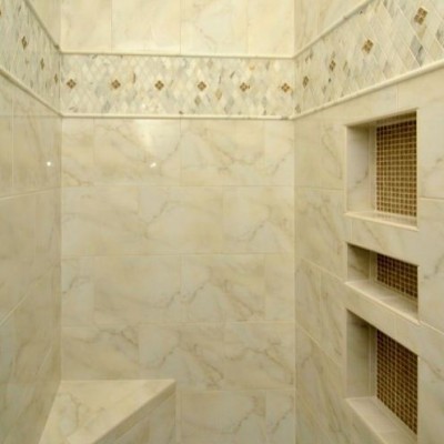 Porcelain Tile Calacatta Gold Rhomboid Shower