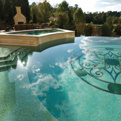 Glass mosaic pool