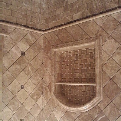 Light emperador mosaic shower