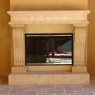 Travertine fireplace